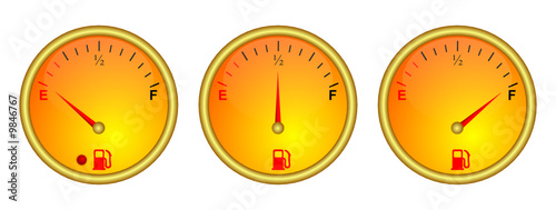 Dashboard gas - empty, half, full - vector