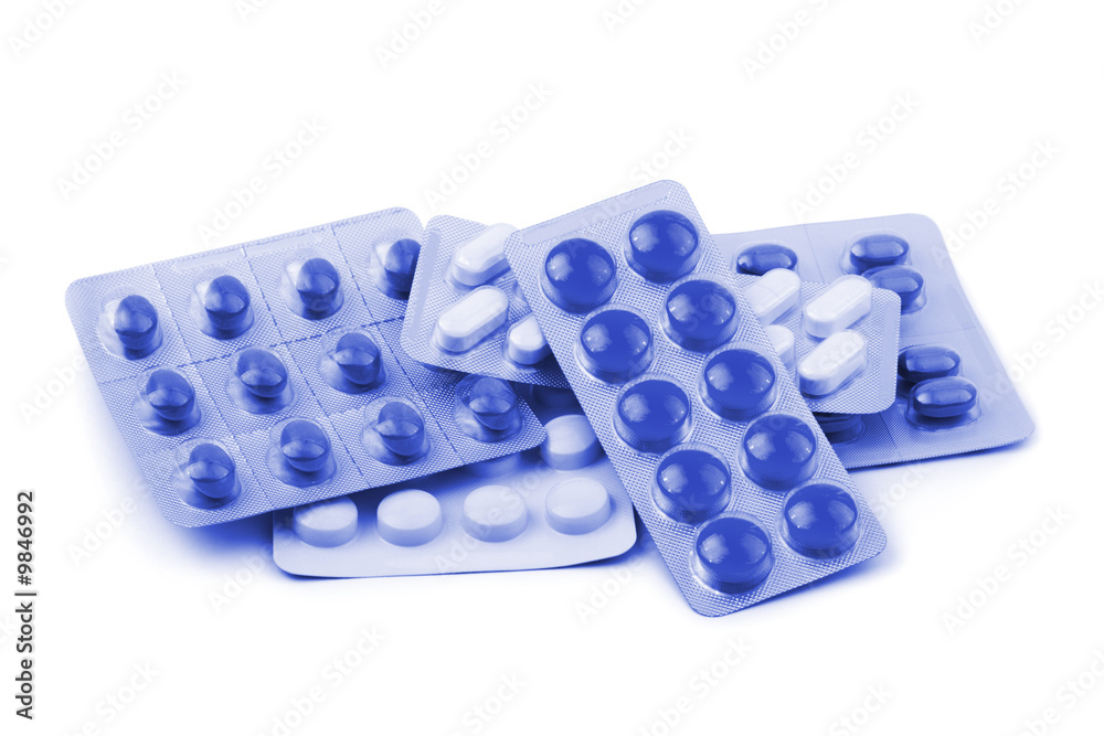 Packs of pills isolated on white background Packs of pills isolated on white background