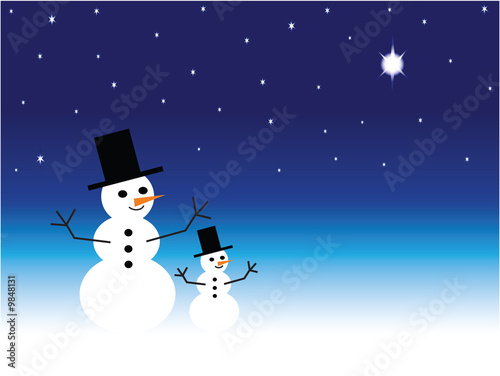Snowman and Christmas Star © chiyacat