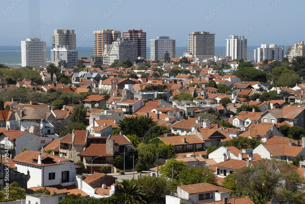 View of city with old roofs..Argentina, town Mar del Plata.