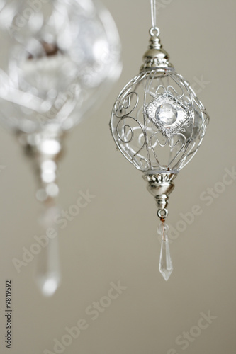 Beautiful Christmas decorations hanging in a tree