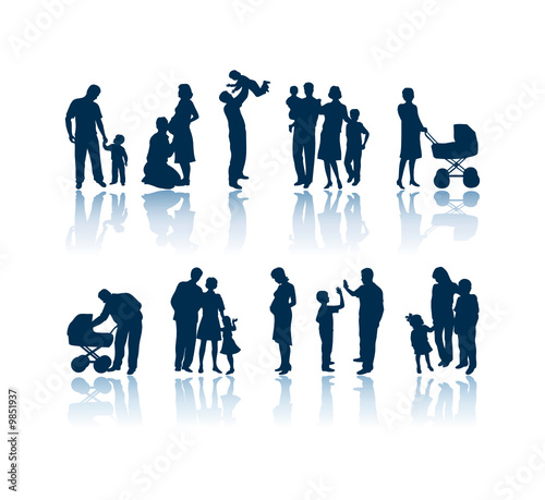 Family vector silhouettes photo