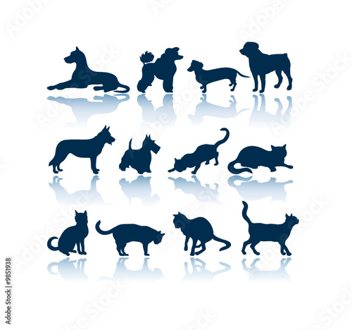 Dogs and Cats vector silhouettes