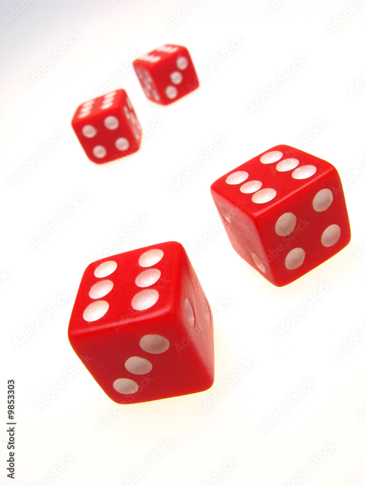 four playing roll the dice on white background four playing roll the dice on white background