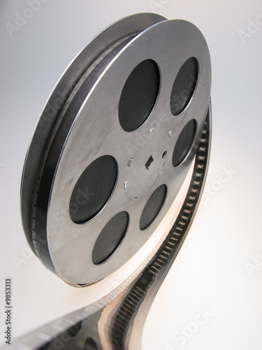 reel of  film of 16mm on  white background, close up