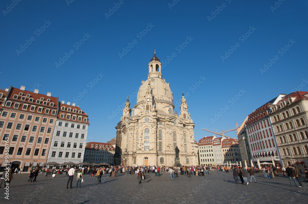 Neumarkt Blick auf Frauenkirche Dresden Sachsen