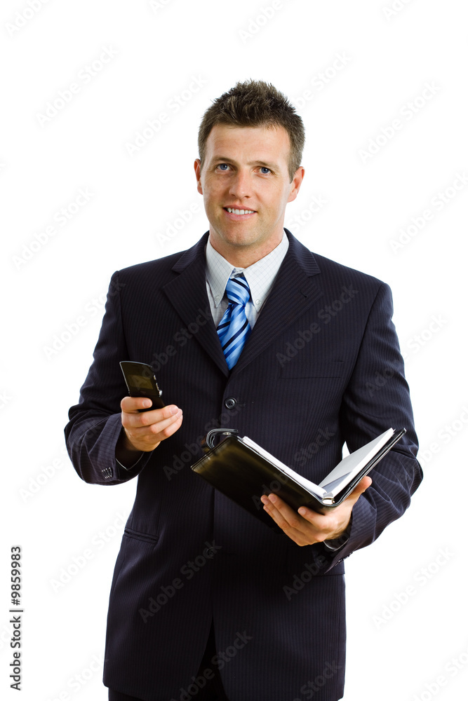 Happy businessman calling on cellphone, smiling, Happy businessman calling on cellphone, smiling,