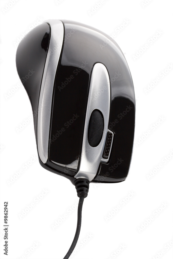 close-up black modern computer mouse, isolated on white close-up black modern computer mouse, isolated on white