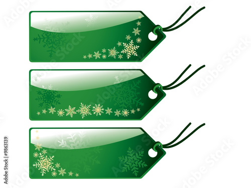 Glossy christmas snowflake tags