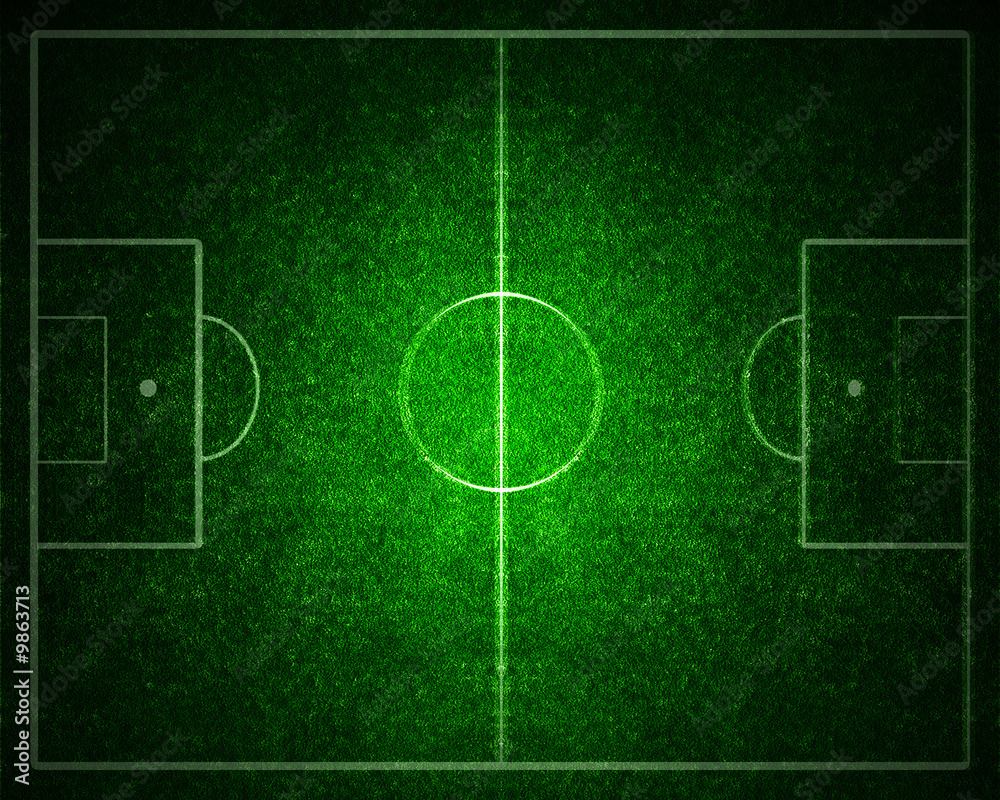 Soccer field with white lines on grass Soccer field with white lines on grass