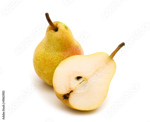 fresh slice pear on white background