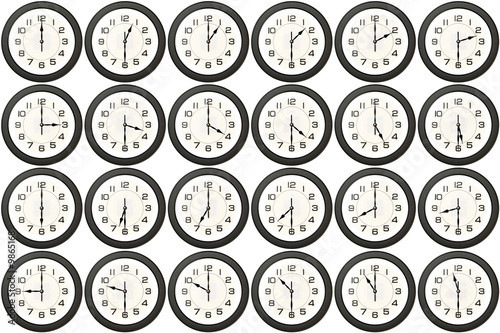 24 clock avery half hour isolated on white background