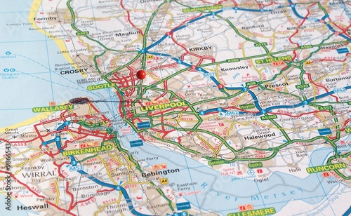 Map showing Liverpool and Birkenhead