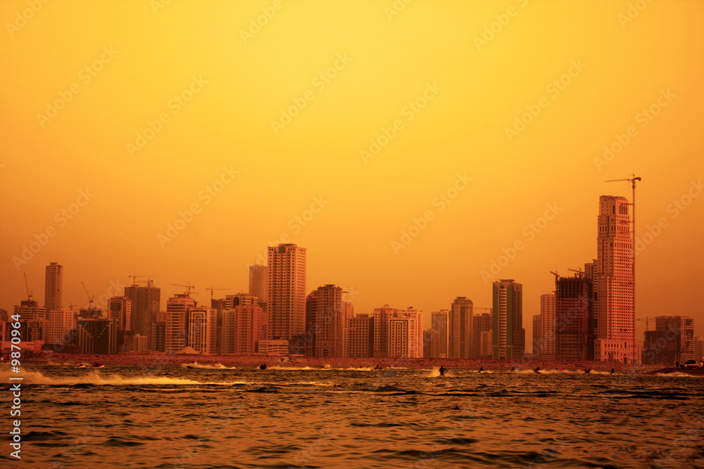 sharjah at sunset, united arab emirates