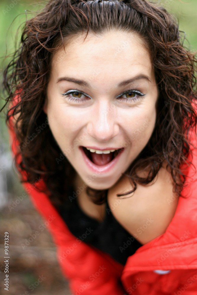 the girl looks with surprise