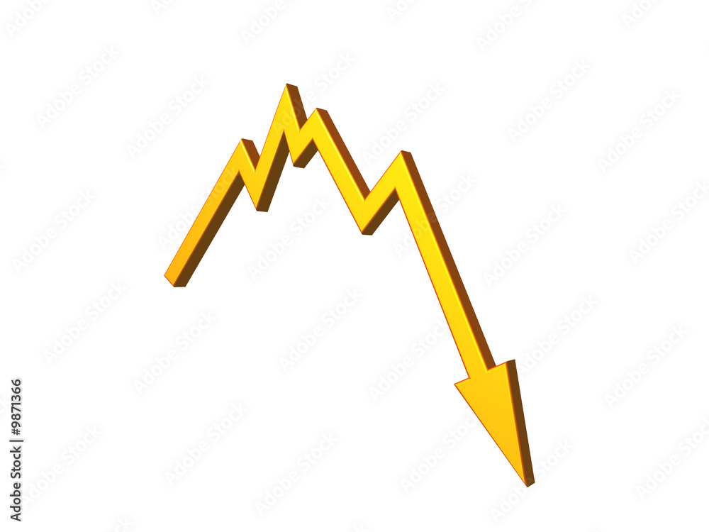 business graph shows bad news - 3d illustration business graph shows bad news - 3d illustration