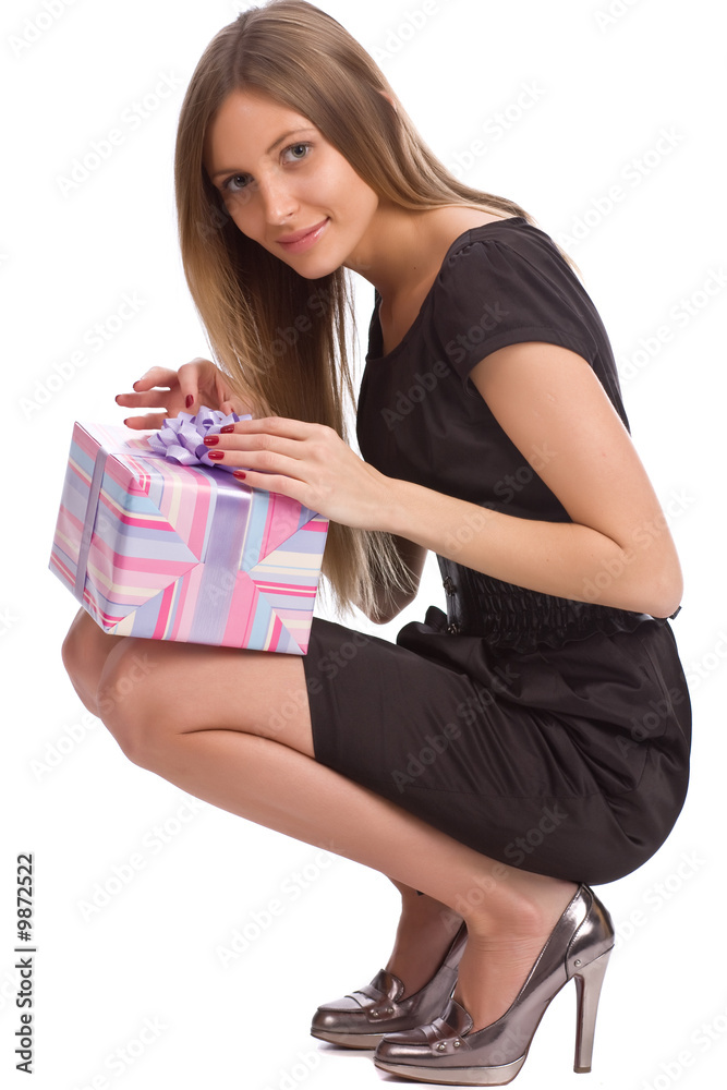 beautiful girl with gift box