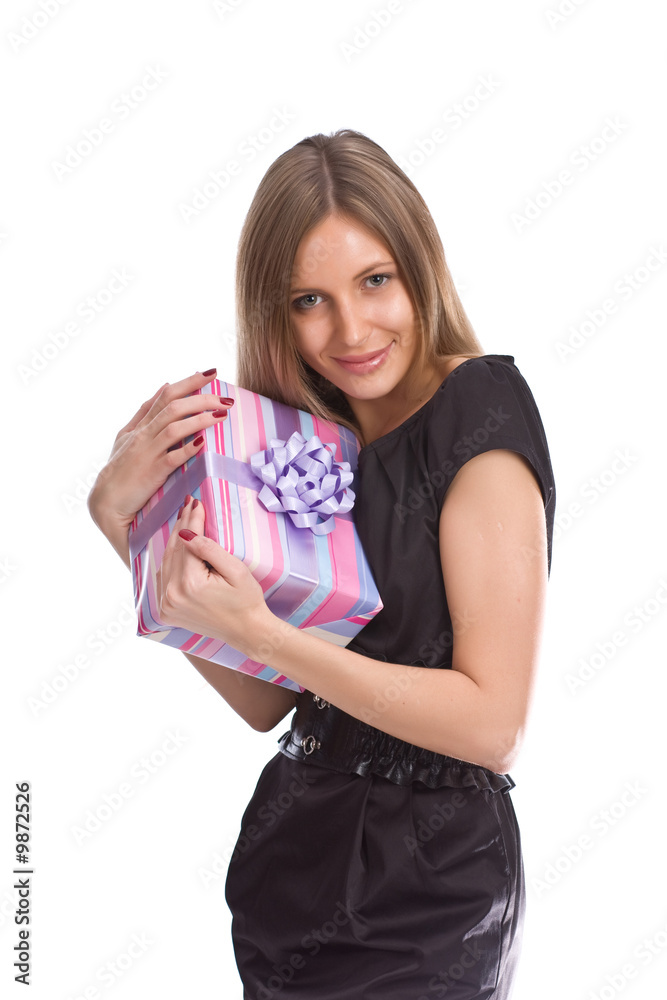 beautiful girl with gift box