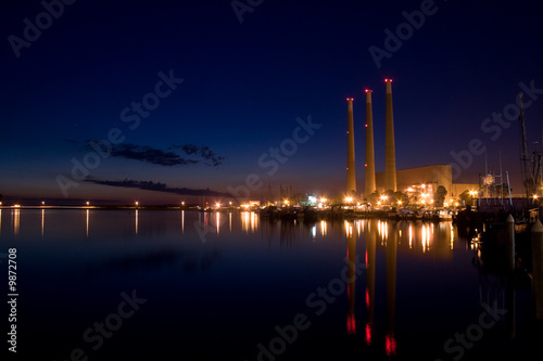 Night shot of the Dynergy power plant in Morrow bay.