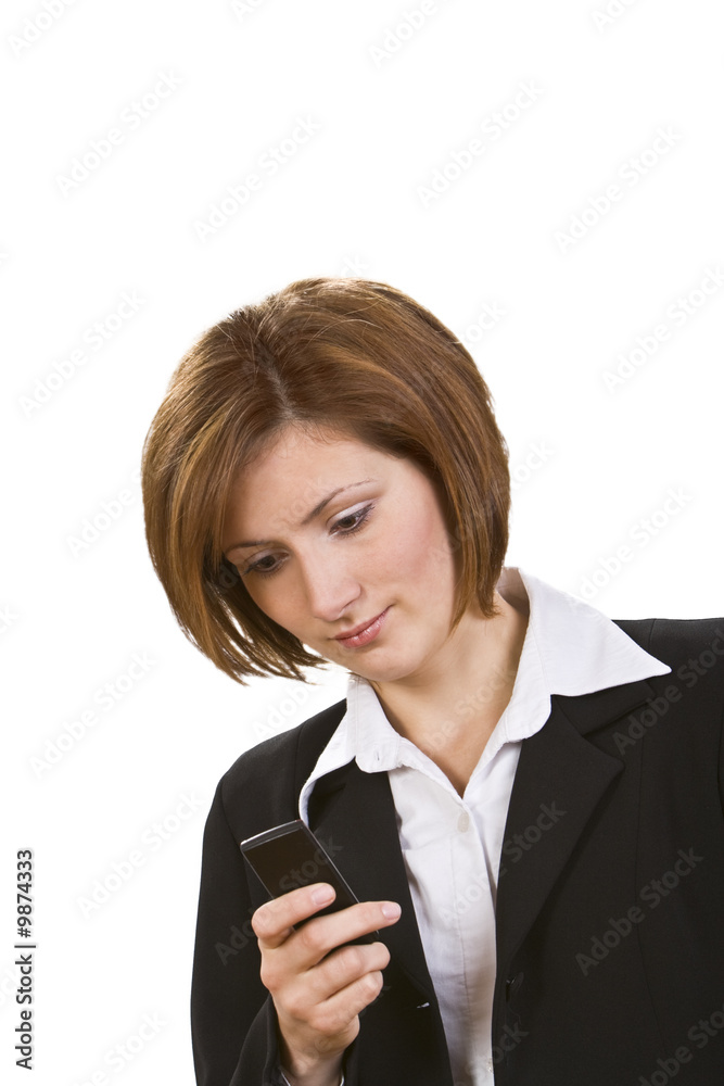 Young businesswoman checking her mobile phone. Young businesswoman checking her mobile phone.