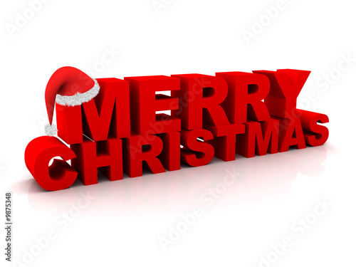 The words Merry Christmas and a christmas hat.