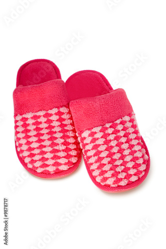 Red slippers isolated on white