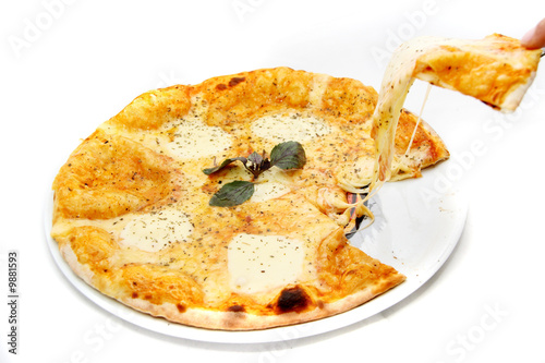 Taking piece of pizza