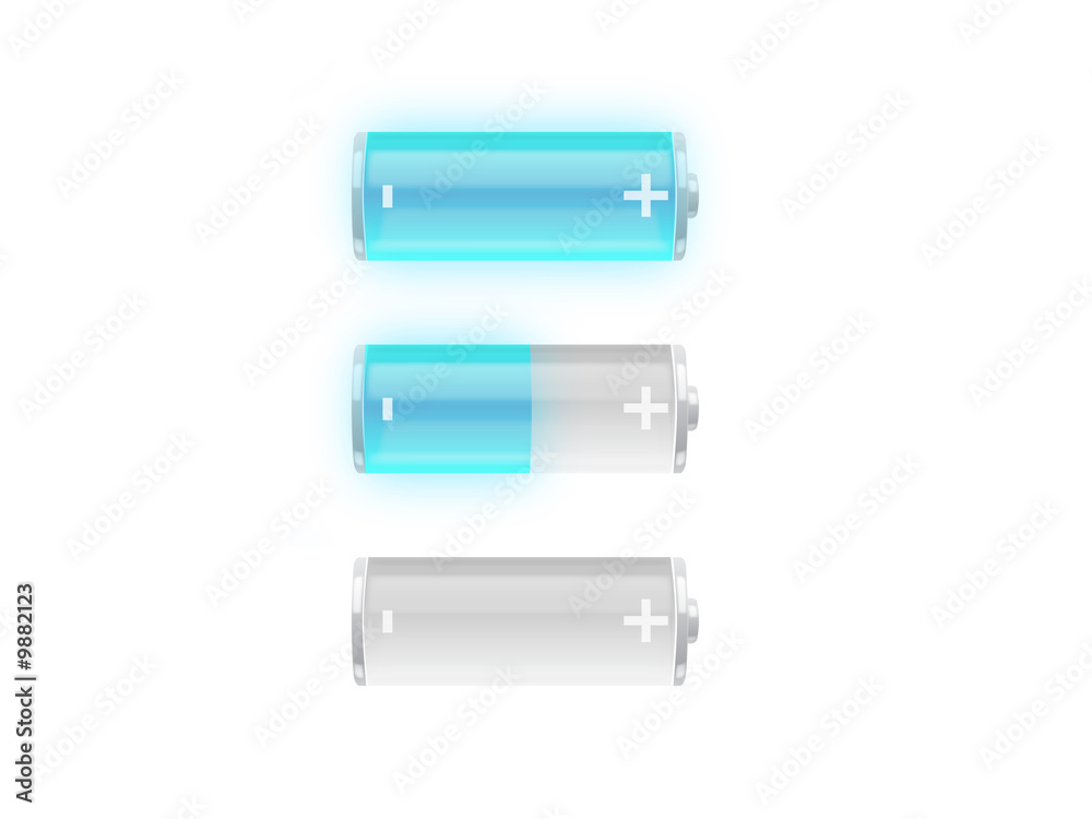 3D Battery Icon on White 3D Battery Icon on White