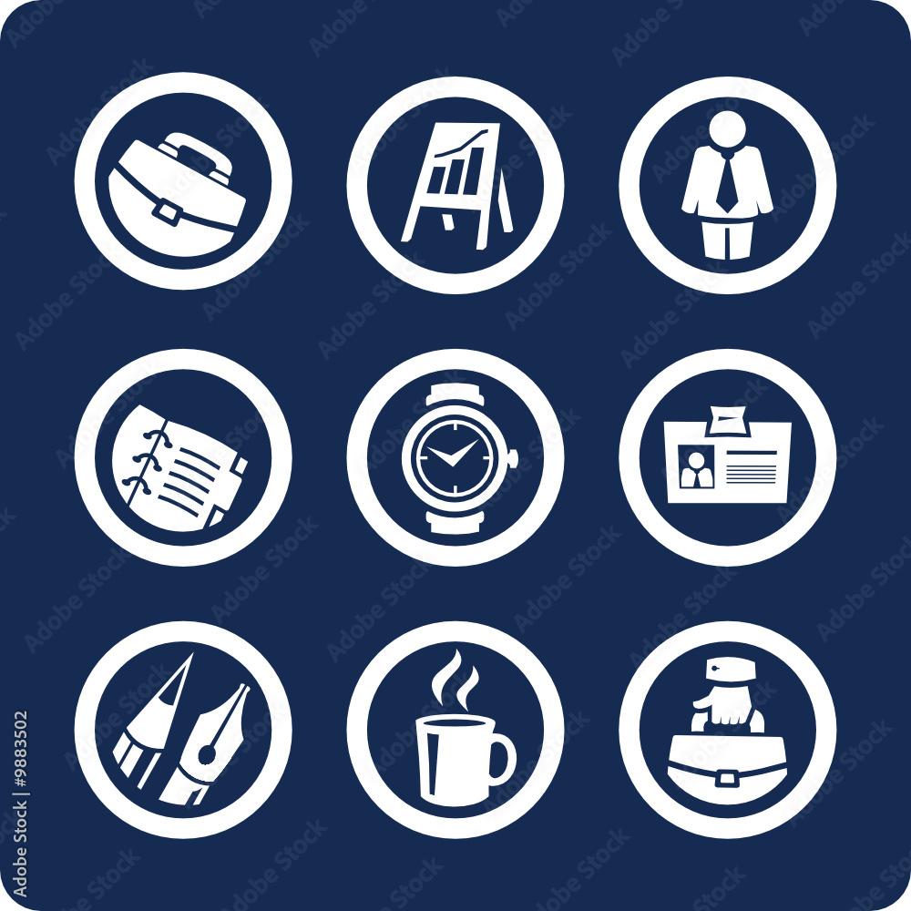 Business and Office 9 vector icons (set 5, part 1)