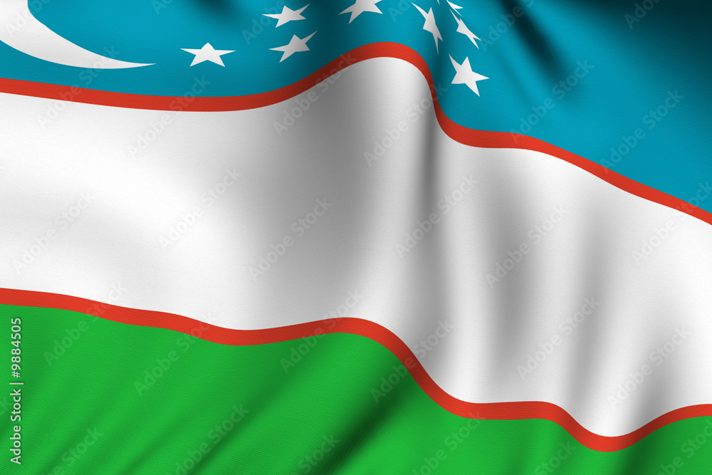 Obraz premium Rendered Uzbek Flag