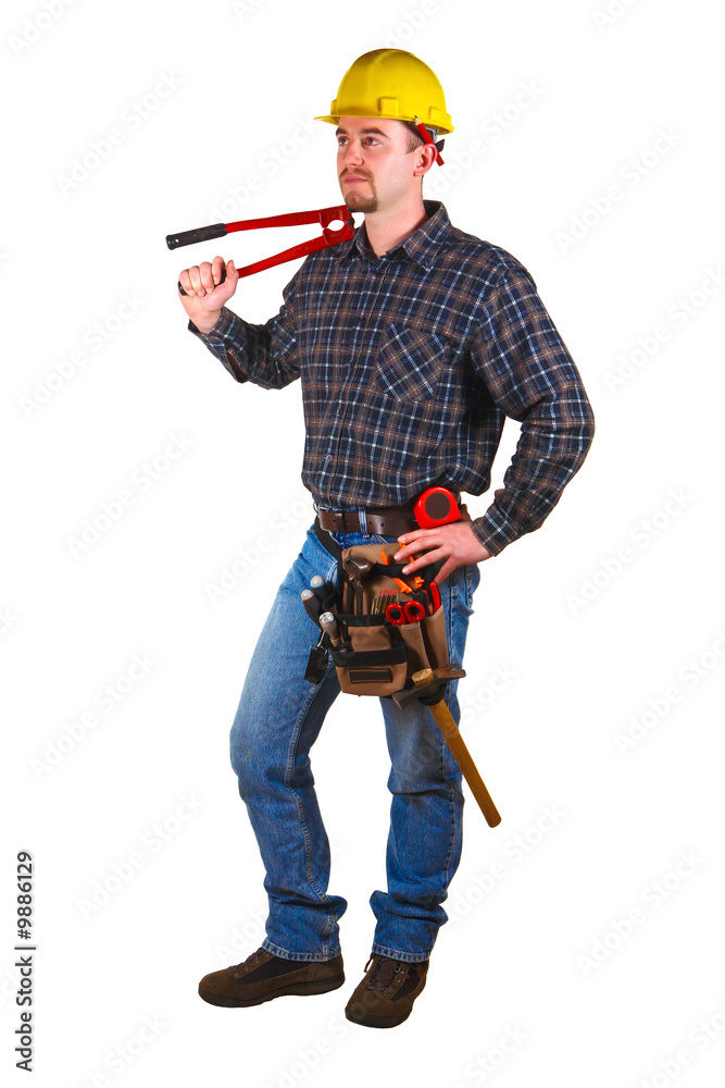 isolated young handy man standing