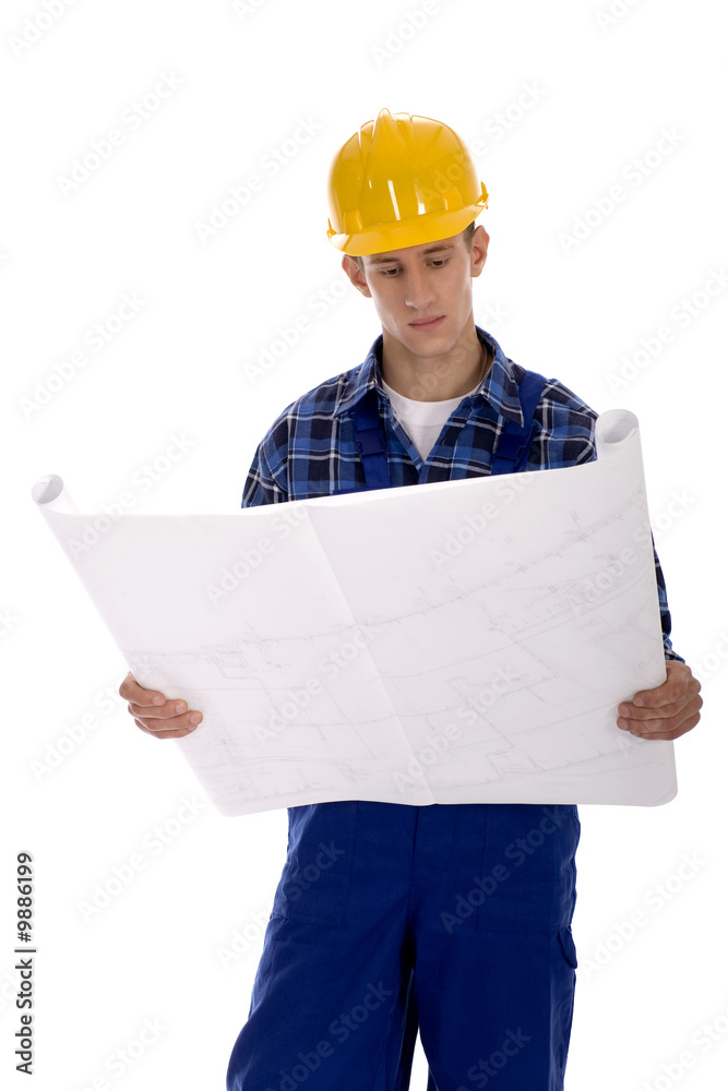 Construction Worker with Blueprints Construction Worker with Blueprints