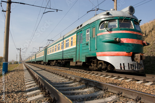 moving green passenger electric train