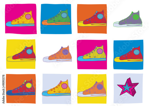 Pattern made of cool hand-drawn sport shoes