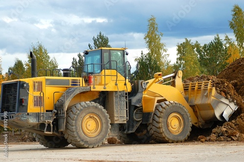 Heavy front loader in work