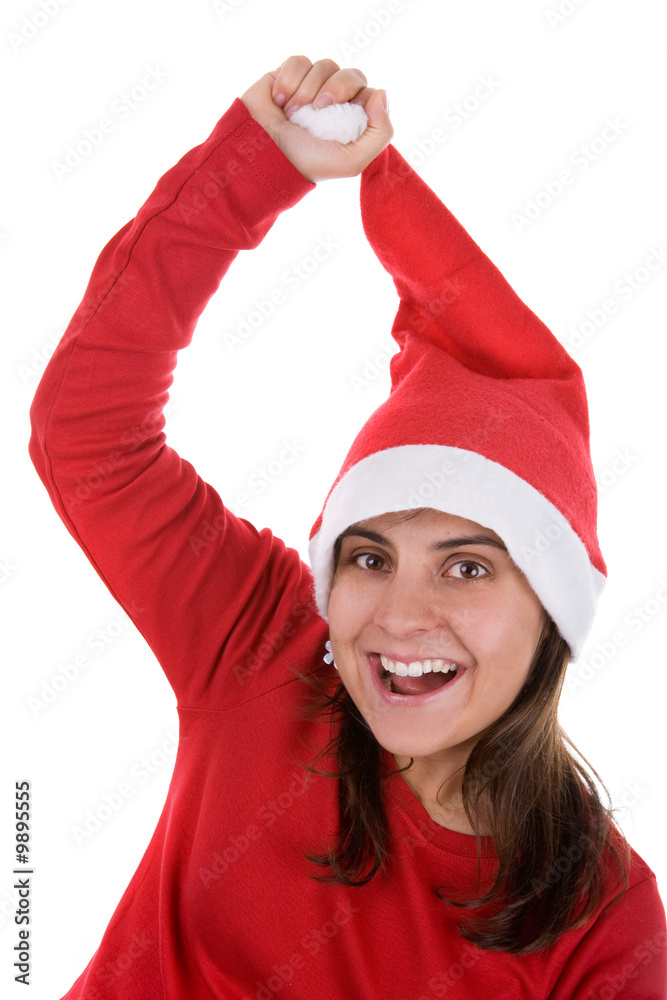 funny santa woman pulling her red hat funny santa woman pulling her red hat