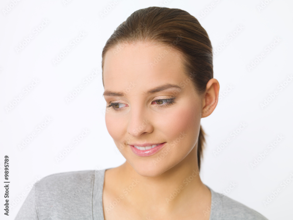 Portrait of beautiful young woman on white background Portrait of beautiful young woman on white background