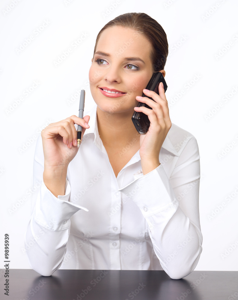 Portrait of beautiful and business woman using cell phone Portrait of beautiful and business woman using cell phone