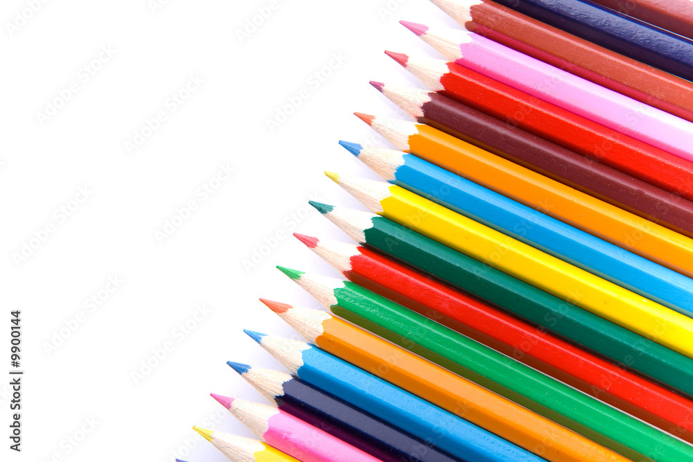 Fototapeta premium Color pencils on white background