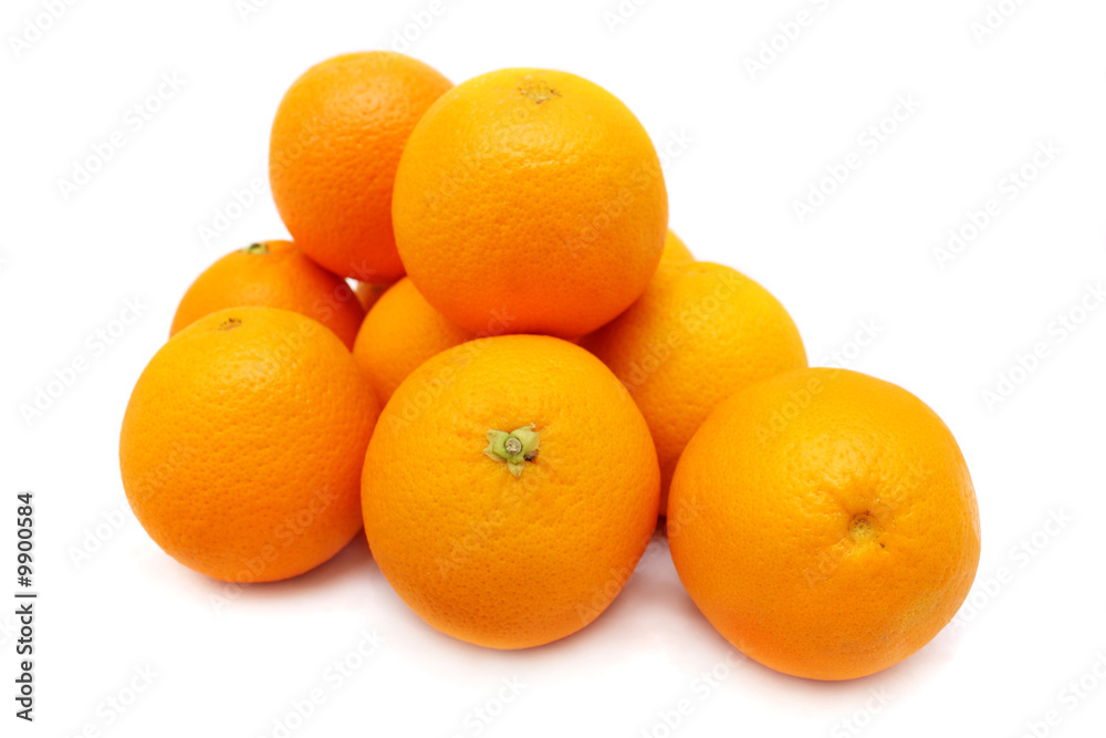 Close up of oranges isolated on white background. Close up of oranges isolated on white background.