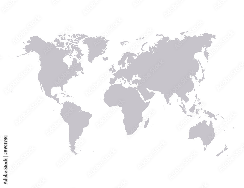 Vector world map isolated over a white background