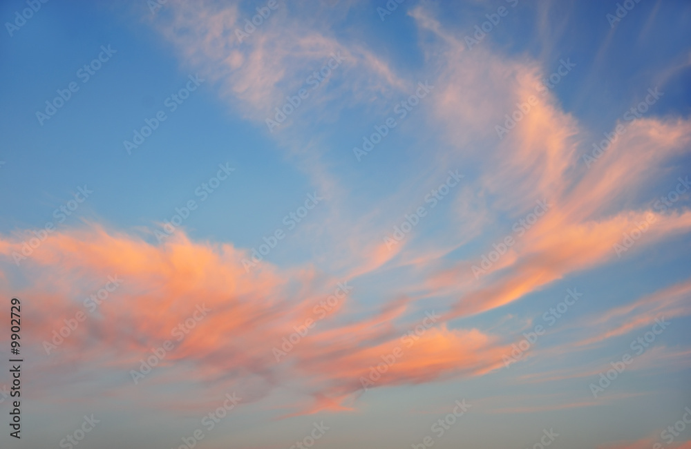 Image of sky with red clouds at sunset