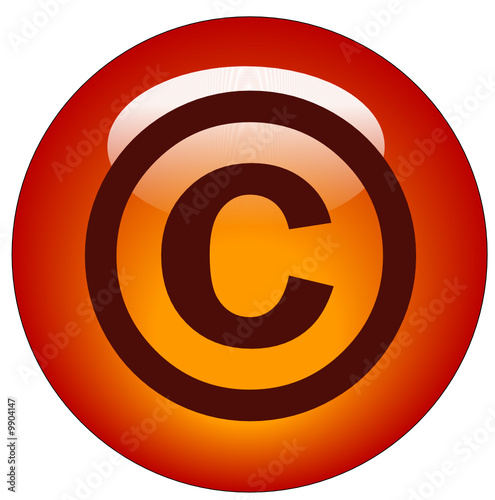 red copyright web button or icon - illustration