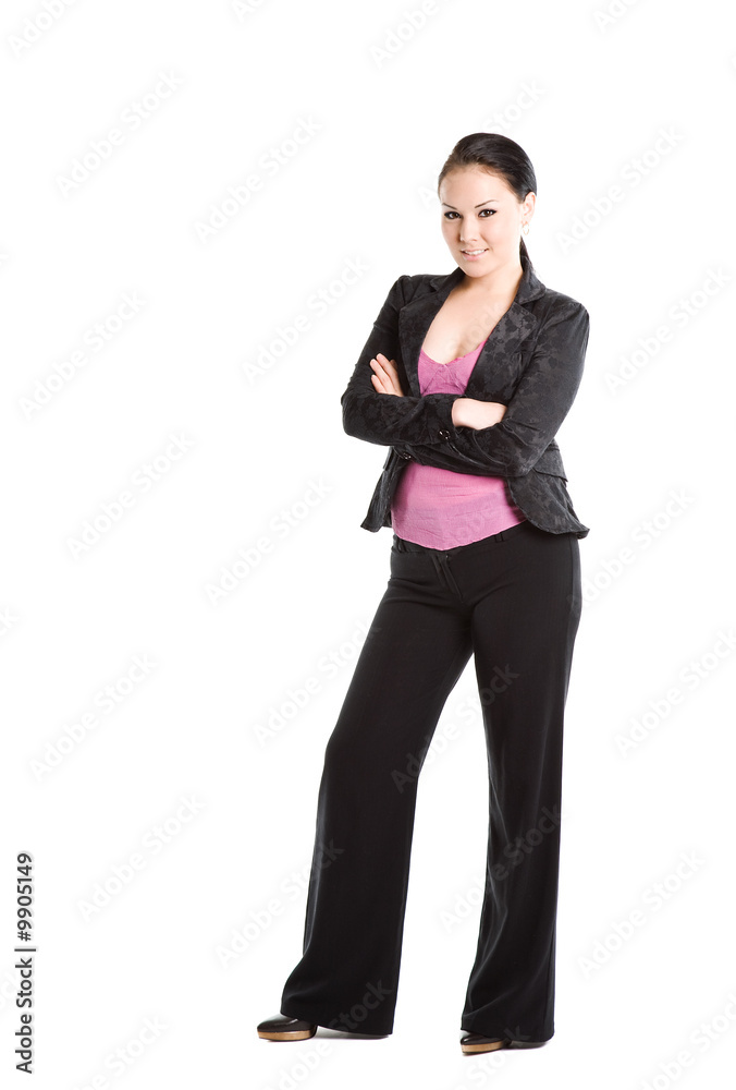 An isolated shot of a standing beautiful businesswoman An isolated shot of a standing beautiful businesswoman