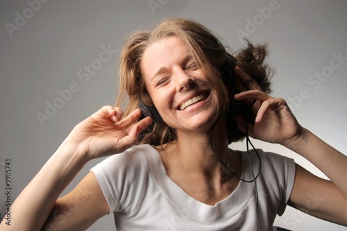 woman listen music photo