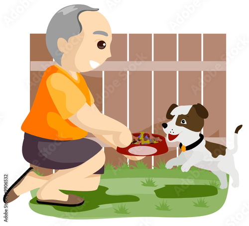 Senior feeding Pet