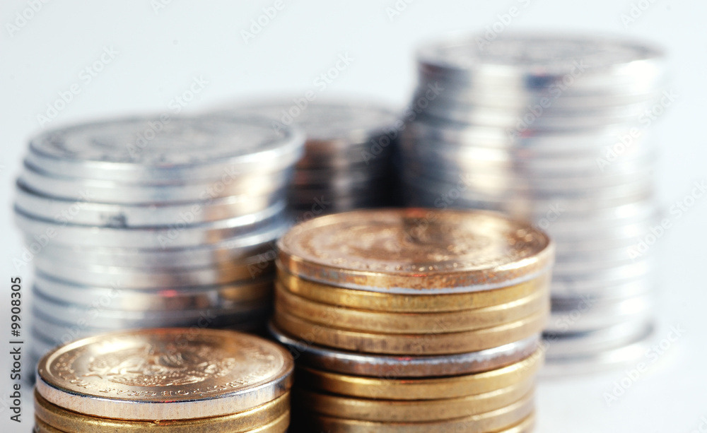 Coins stacks close-up