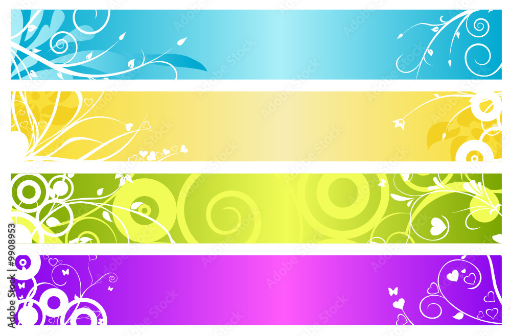 beautiful vector ornaments on colorful banners