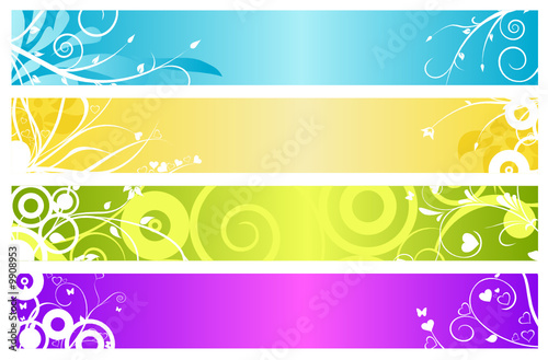 beautiful vector ornaments on colorful banners