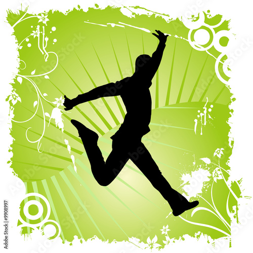 dancing happy man on flower ornaments